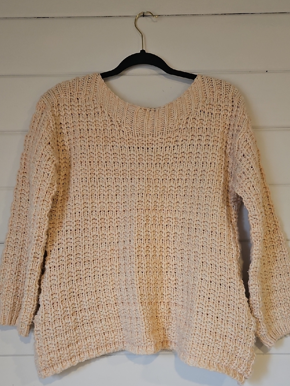 Listicle Chunky Pink/White Crewneck Knit Sweater (S)